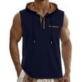 thumbnail image 3 of Guluxicc Mens Hooded Tank Tops Drawstring Button Sleeveless Workout Muscle Shirt Summer Outdoor Casual Top with Pocket, 3 of 8