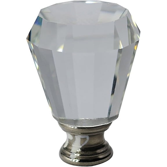 Urbanest Crystal Anne Lamp Finial – 2 Inch Tall, Brushed Steel Base– Decorative Lamp Shade Finial for Table & Floor Lamps- 1 Piece
