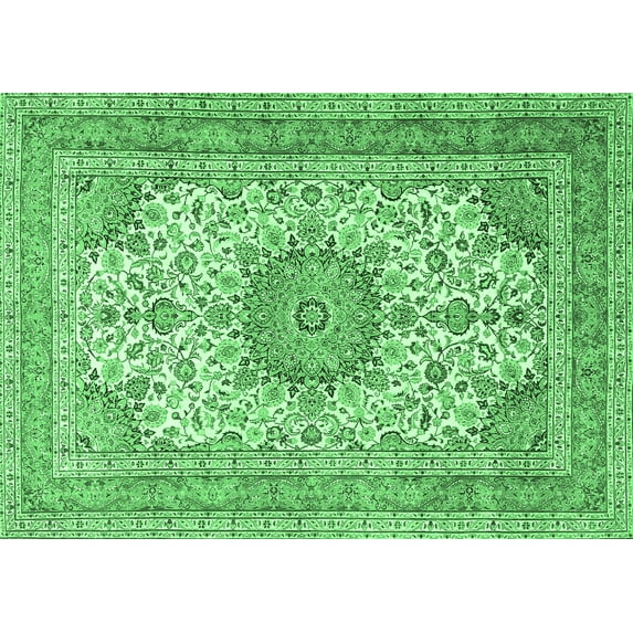 Ahgly Company Indoor Rectangle Medallion Emerald Green Traditional Area Rugs, 2' x 4'