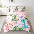 thumbnail image 2 of Homewish Cartoon Animal Dinosaur 7-Piece Twin Bedding Sets for Kids Children Teens,Flowers Butterflies Bedding Comforter Set,Dreamy Princess Breathable Sheet Sets,Luxury Bedroom Decor,Reversible, 2 of 8