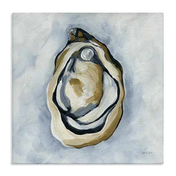 Stupell Industries Oyster with Pearl Coastal Painting Gallery Wrapped Canvas Art Print Wall Art, 17 x 17