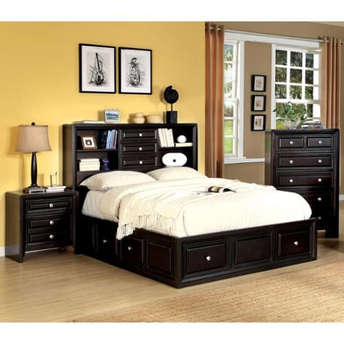 Furniture Of America Contemporary Espresso Bookcase Headboard Platform Bed By Foa Walmart Com Walmart Com