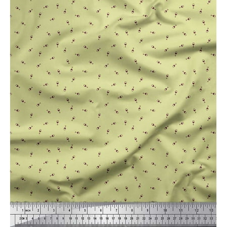 Soimoi Viscose Chiffon Fabric Wine Glass Shirting Fabric Prints by Yard 42 Inch Wide