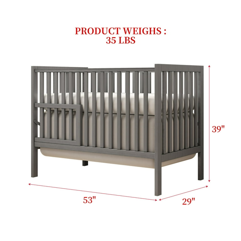 5 In 1 Convertible Crib Converts from Baby Crib to Toddler Bed Fits Standard Full Size Crib Mattress CPSC and ASTM Standards Gray Walmart