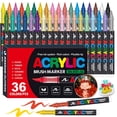 thumbnail image 1 of Marcadores de pintura acrílica Amamao, 36 colores, punta de pincel suave, 1 of 9