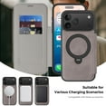 thumbnail image 4 of Allytechgroup For Apple iPhone 16 Flip Case, Kickstand Magnetic PU Leather Shock-Absorbent Protective Case Cover with Card Pocket Credit Card Slot Lightweight Non-Slip for Women Men, Gray, 4 of 8