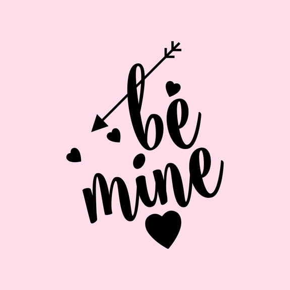 Valentines Day Vinyl Wall Art Decal - Be Mine - 26" x 20" - Valentine’s Hearts Arrow Home Living Room Bedroom Sticker - Cute Couples Indoor Outdoor Apartment Coffee Shop Decor (26" x 20", Black)