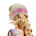 thumbnail image 2 of Ofertas Únicas 2 Pcs Bandana Triangular Girasoles Turbante de Punto Bufanda de Croché para Mujeres Beige, 2 of 5