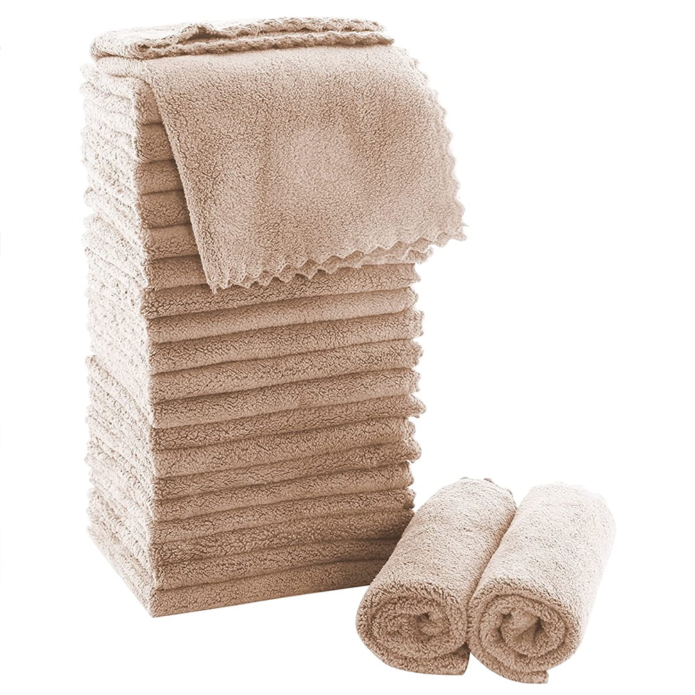 Kepooman Cotton Set of 24 Lightweight Washcloths, Fast Drying, Extra Absorbent, Terry Cotton Washcloths, Brown Kepooman Cotton Set of 24 Lightweight Washcloths, Fast Drying, Extra Absorbent, Terry Cotton Washcloths, Brown