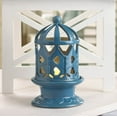 thumbnail image 2 of Gallery Of Light Ceramic Blue Lantern With Led Candle, 2 of 3
