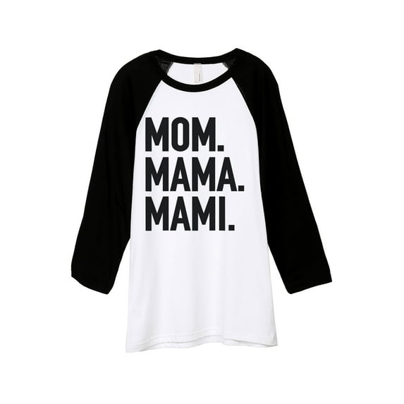 Thread Tank Mom. Mama. Mami. Unisex 3/4 Sleeves Baseball Raglan White Black Small