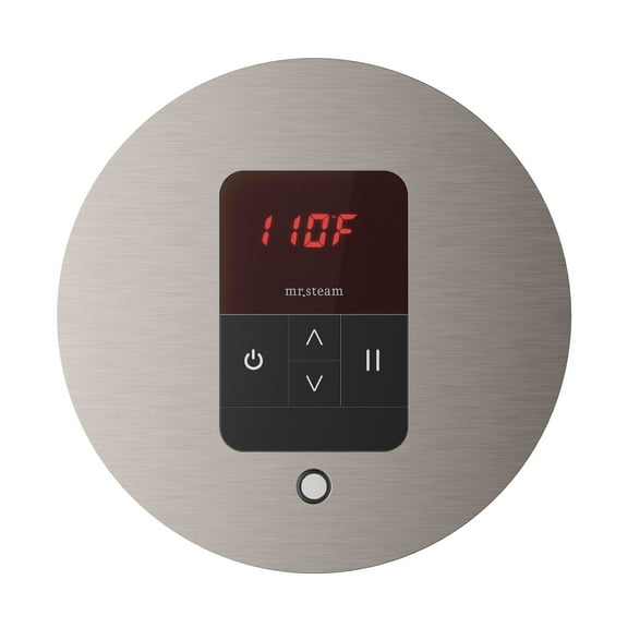Mr Steam iTempo Round Steam Shower Control and Steamhead in Brushed Nickel