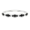 1/4 CT Round Black Onyx Stackable Ring with Milgrain Embellishment,14K White Gold, Size:US 8.00