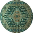 thumbnail image 1 of Ahgly Company Indoor Round Persian Turquoise Blue Traditional Area Rugs, 7' Round, 1 of 4