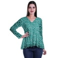 thumbnail image 1 of Moomaya Empire Waist Top Printed Dress V-Neck Full Sleeve Tunic Peplum Top For Women, 1 of 6