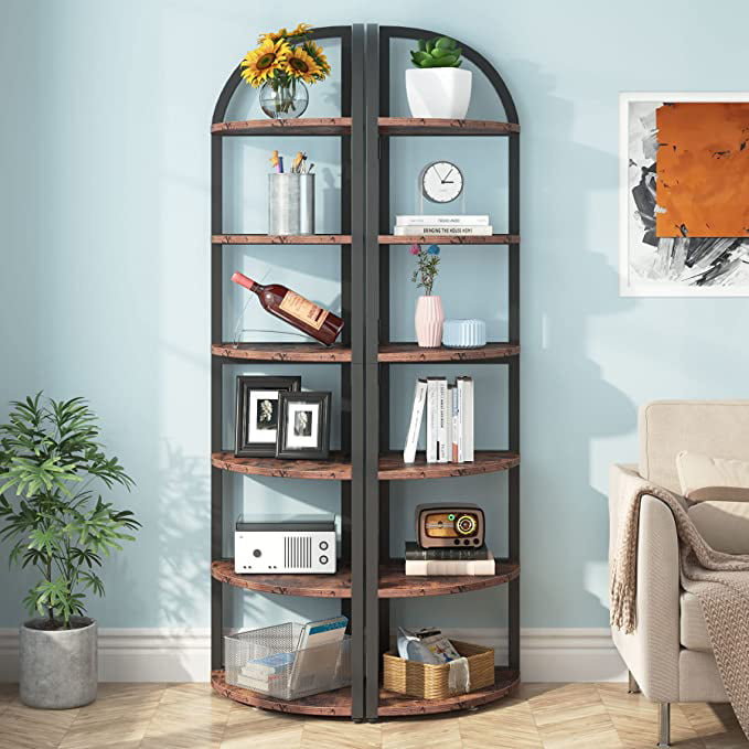 7-Tier Corner Shelf, 78.7” Corner Bookcase Slim Corner Storage Rack in 2023