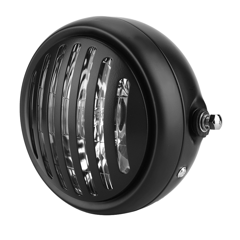 LYUMO Motorcycle Headlamp, Universal Motorcycle Retro Black Shell Grill