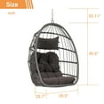 thumbnail image 4 of Outdoor Garden Rattan Egg Swing Chair, Wood Hanging Frame, Waterproof Cushion, UV-Resistant PE Rattan, American-Style Hanging Chair for Patio, Balcony & Lawn, Dark Gray, 4 of 8