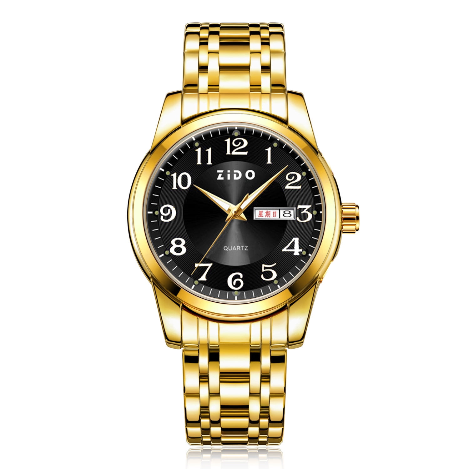 Men's quartz watch, suitable for middle-aged and elderly men, large numbers, high-end fashion business watch, versatile quartz luminous men's wristwatch