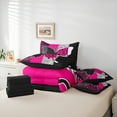 thumbnail image 5 of Homewish Cheetah Leopard Print Twin Bedding Sets 7-Piece for Girl, Black Pink Butterfly Animal Bedding Comforter Set, Stripes Abstract Reversible Sheet Sets, Microfiber Bedroom Decor, 5 of 7