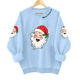 thumbnail image 7 of TTUHYWXI Retro Santa Sweatshirt for Women Vintage Christmas Fleece Linend Sweaters Crewneck Oversized Long Sleeve Tops (Sky Blue, XXL), 7 of 7