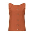thumbnail image 6 of Conairie Womens Workout Tank Tops Solid Color Crop Linen Blend Scoop Neck T Shirt Casual Sleeveless Blouses Summer Work Shirts Orange XXXL, 6 of 7