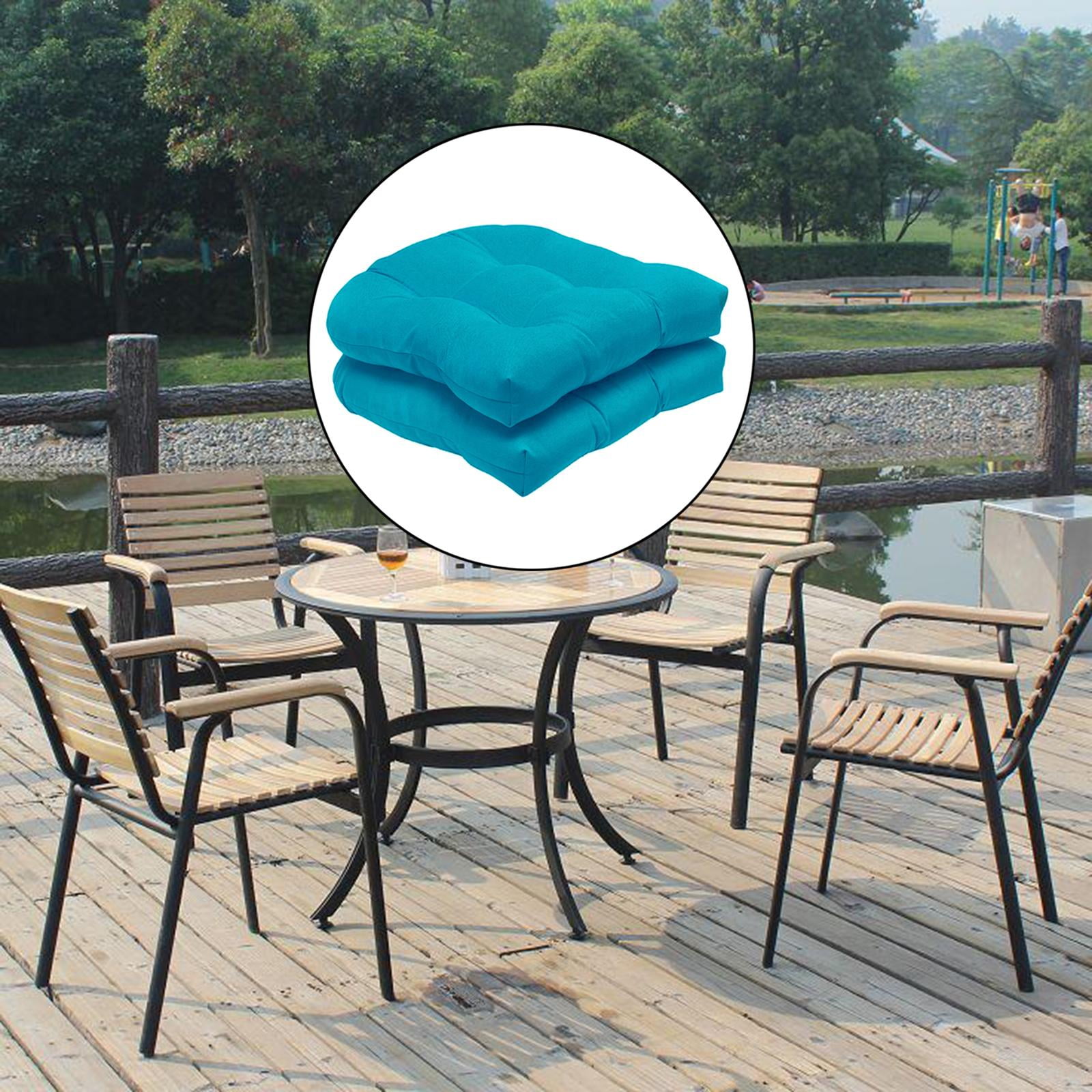 Colcolo 2 Pack Tufted Seat Cushion 48x48cm Outdoor Indoor Chair Cushions for Wicker Chair Seat Rocking Chair Cushion Pad Sets for Garden Patio Home Office Furniture Cushion Blue
