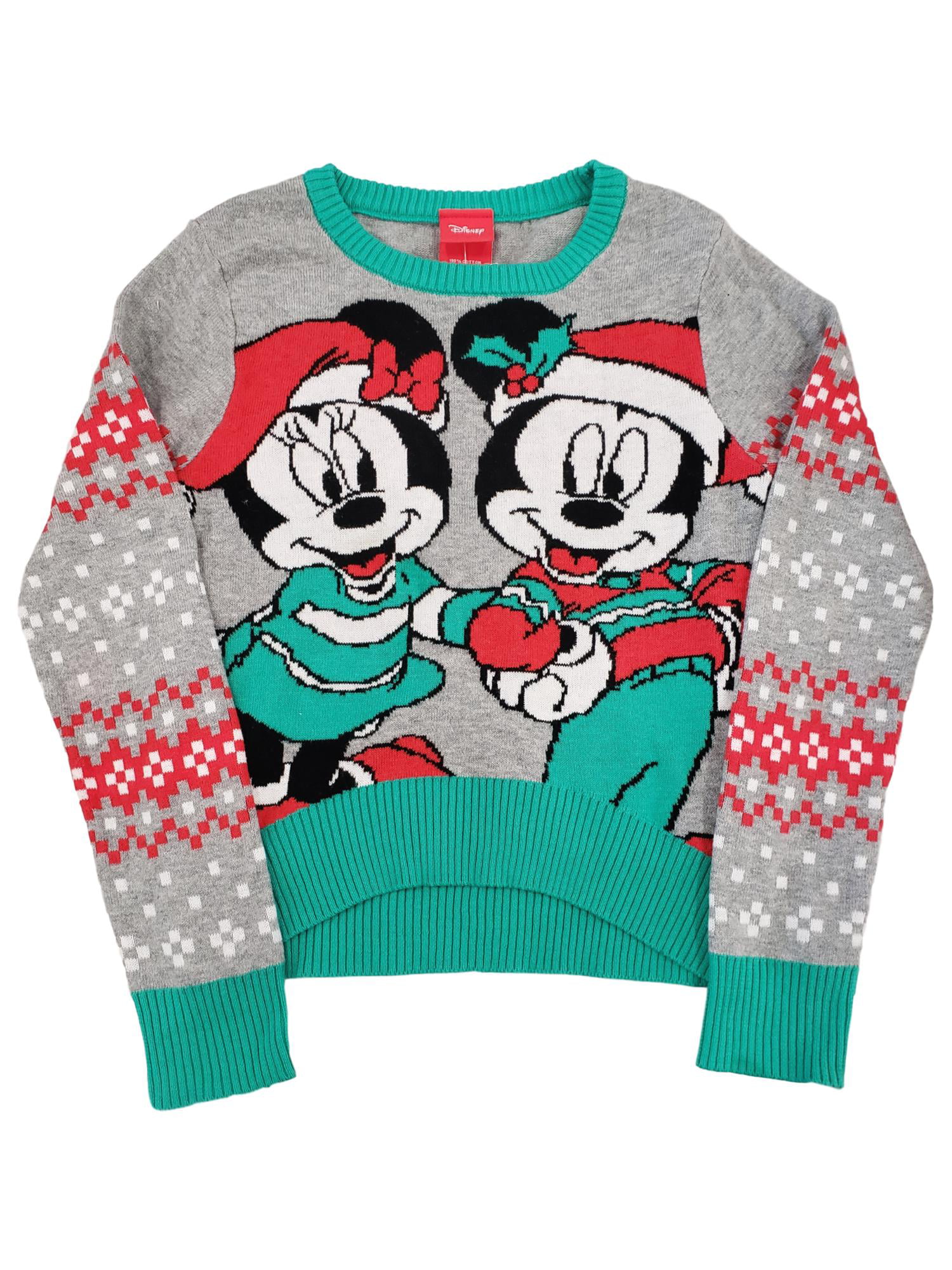 Disney Girls Grey Mickey & Minnie Mouse Christmas Holiday