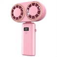 thumbnail image 1 of Ventilador Portátil de Mano con Carga USB, Doble Ventilador, Pantalla Digital, Batería Recargable, Color Rosa., 1 of 5