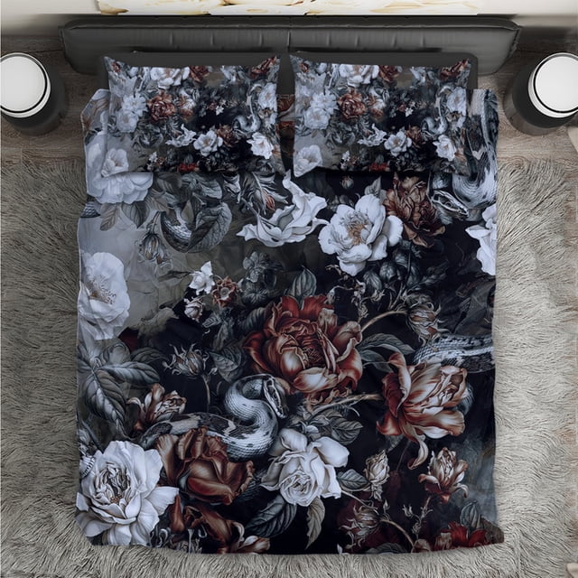 Skulls Roses And White Snakes Bedding Set DT02