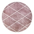 thumbnail image 3 of JONATHAN Y SUPERSOFT 5' Round Area Rug, Cole Minimalist Diamond Trellis - Rose/White, SEU102B-5R, 3 of 8