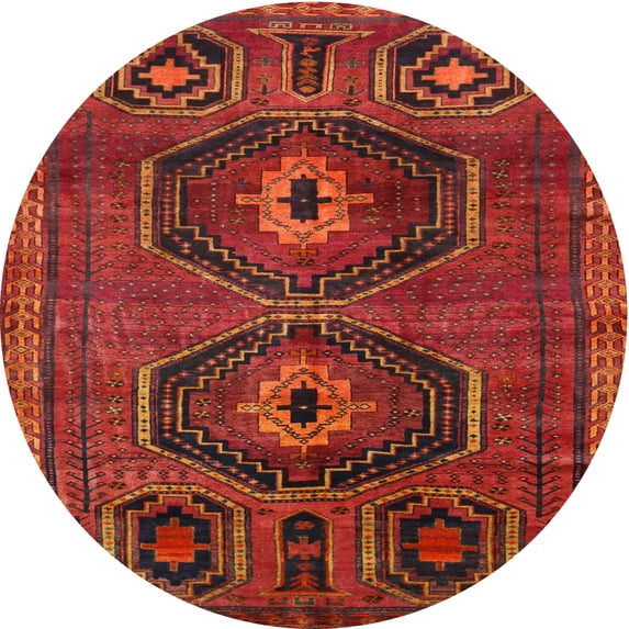 Ahgly Company Machine Washable Indoor Round Traditional Red Area Rugs, 4' Round