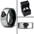 thumbnail image 4 of Tungsten Diamond Gemstone Adamantine Isometric Crystal Band Ring 8mm Men Women Comfort Fit Brushed Gray Flat Cut Black Polished, 4 of 4