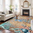 thumbnail image 2 of Seahorse Coastal Area Rugs 5'x7', Small Throw Rugs for Laundry Room Playroom, Summer Nautical Starfish Coral Brown Anchor Indoor Outdoor Rug Non-Slip Low Pile Carpet Runner Reversible Floor Mats, 2 of 8