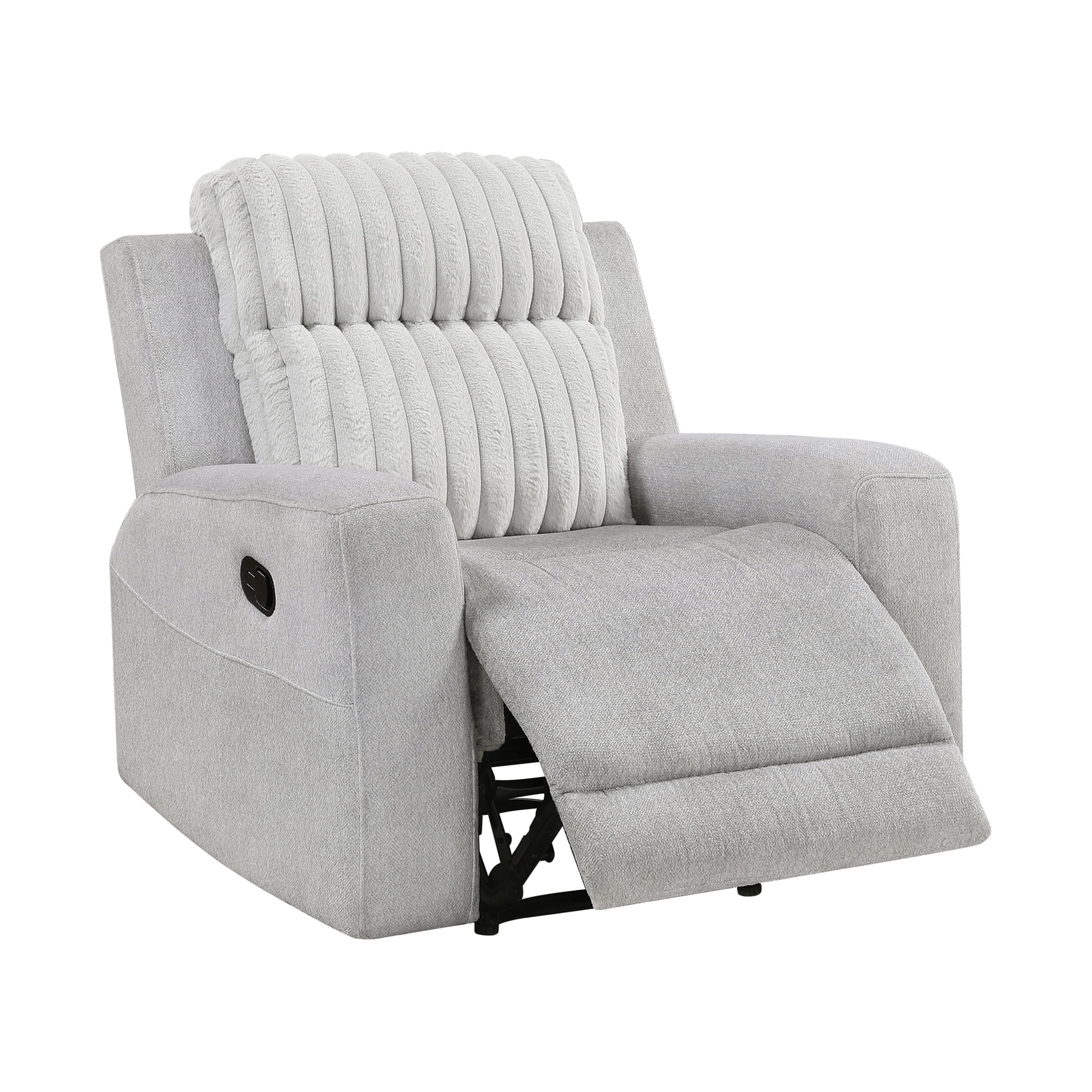 OakvillePark Emberlake Textured Microfiber and Corduroy Manual Reclining Chair, Light Gray