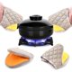 thumbnail image 1 of Juego de 2 (negro + naranja) Mini guantes de horno de silicona resistentes al calor, antideslizantes con lazo para colgar para microondas y horno, agarraderas para cocinar JM, 1 of 5