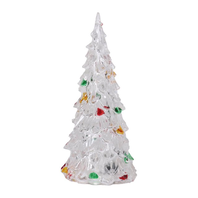 Árbol de Navidad iluminado de mesa Beautynvta, luz LED nocturna de acrílico de colores, adorno navideño, ideal para decorar mesas de fiestas navideñas, 12 x 6 x 6 cm.