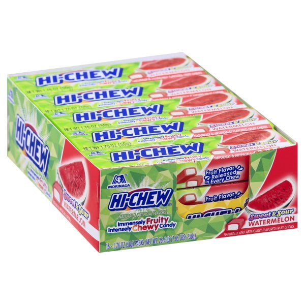 Hi-Chew Sensationally Chewy Fruit Candy Sweet & Sour Watermelon (Pack of 15)