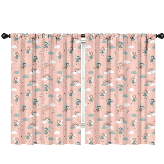 Blackout Kids Curtains,Pink Fairy Rainbow Pattern Childrens Insulated Curtains Set Of 2,Bedroom Essentials,Toddler Room Decor 42"x63"