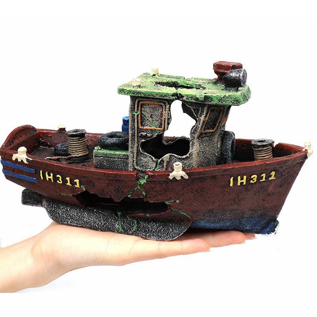Fish Tank Landscaping Simulation Aquatic Shipwreck Aquarium Decoration Shipwreck