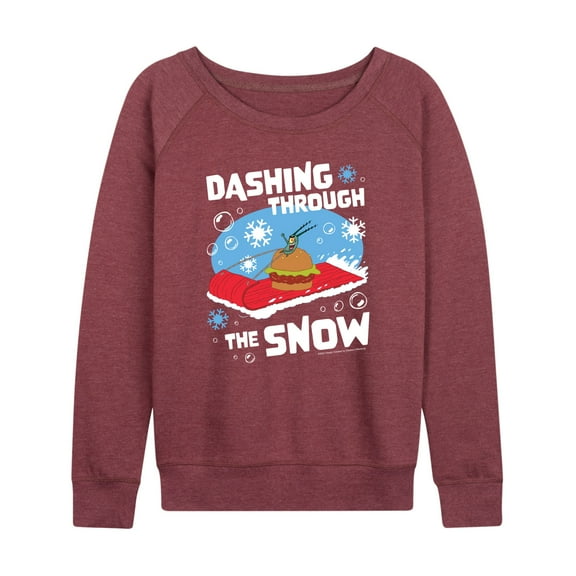 SpongeBob SquarePants - Dashing Through The Snow - Women's Lightweight French Terry Long Sleeve Shirt