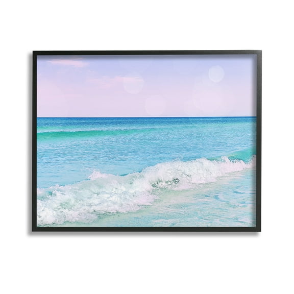 Stupell Industries Beach with Pastel Sky Landscape Painting Black Framed Art Print Wall Art, 14 x 11
