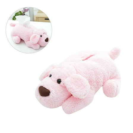 AURARMLET Stuffed Animal Tissue Box Cover Cartoon Doll Tissue Cover Plush Pink With Tissue Storage 1Set