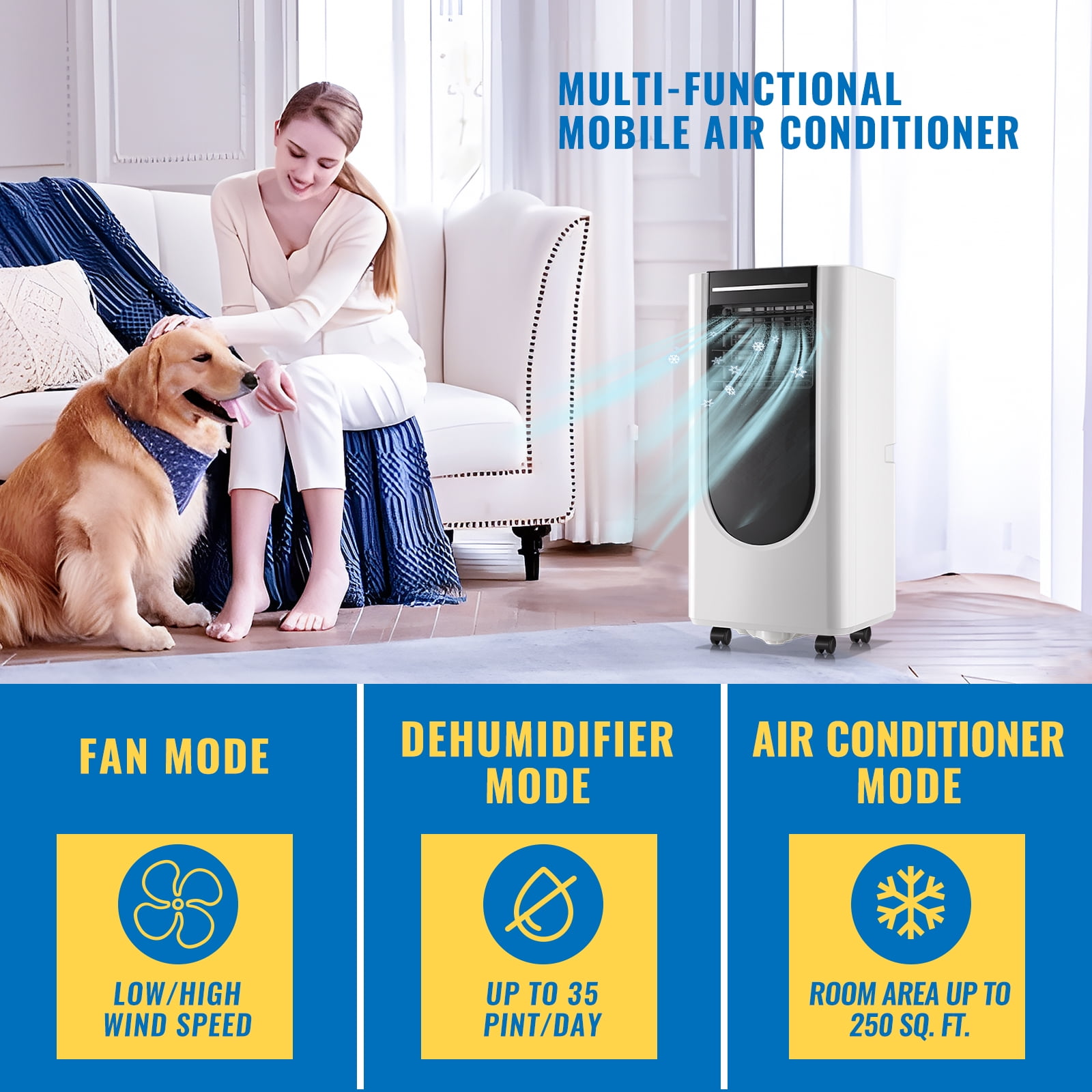 DEMULLER Portable Air Conditioner 4400 BTU SACC(8000 ASHRAE),3-in-1 AC Units with Remote Control New