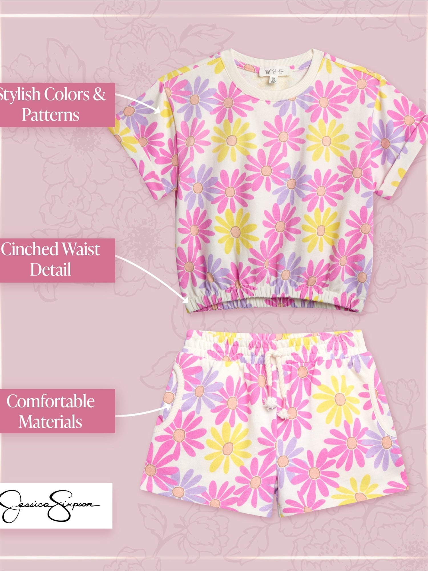 Jessica Simpson Girls' French Terry Coverup Set, Sizes 4-16