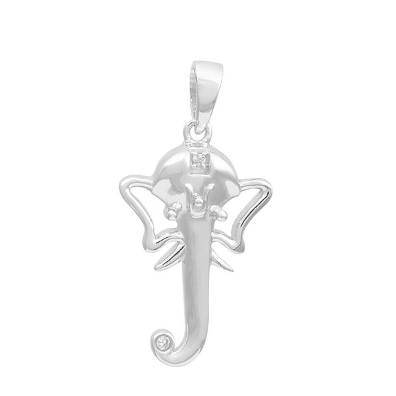 White CZ Gemstone 925 Sterling Silver Ganesha Traditional Religious Pendant Jewelry