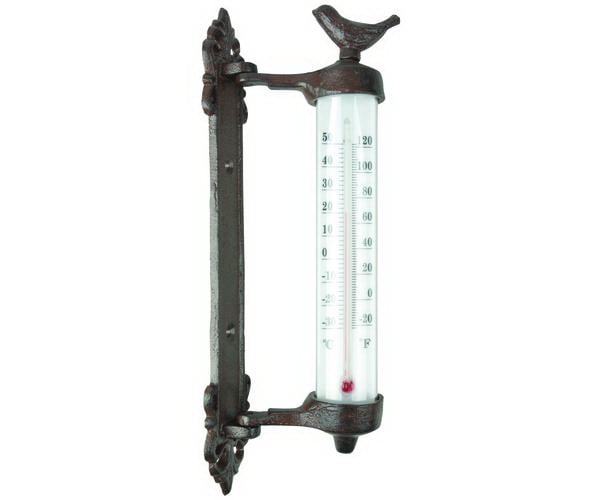 Metal Cast Iron Bird Wall Indoor Outdoor Wall Mount CUTE Thermometer