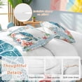 thumbnail image 3 of Teal Red Coastal Bedding 3 Piece Duvet Cover Set Queen Size, Summer Beach Turtle Starfish Nautical Soft Microfiber Comforter Cover with Zipper Closure & Pillowcases, FadeResistant Quilt Cover, 3 of 9
