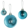 thumbnail image 2 of Prextex Acid Blue Christmas Ball Ornaments for Christmas Decorations - 36 Pieces Xmas Tree Shatterproof Ornaments with Hanging Loop for Holiday and Party Decoration (Combo of 6 Styles in 3 Sizes), 2 of 7