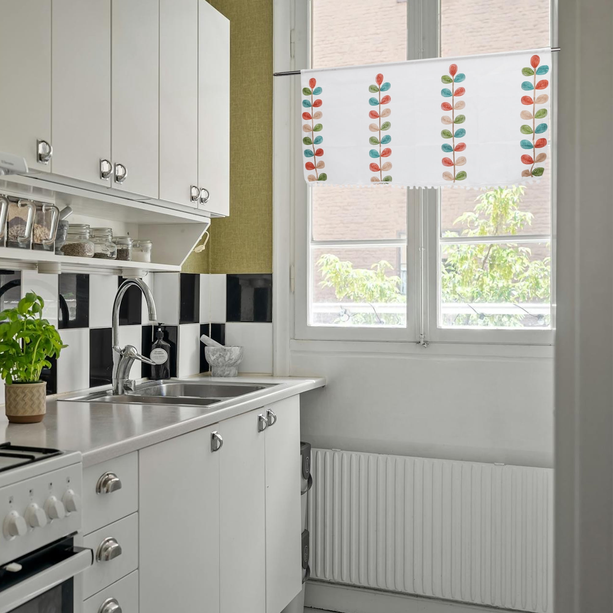 Unique Bargains 2pcs Kitchen Curtains Short Eyelets Net Curtains White 57.09"L x 17.72"W